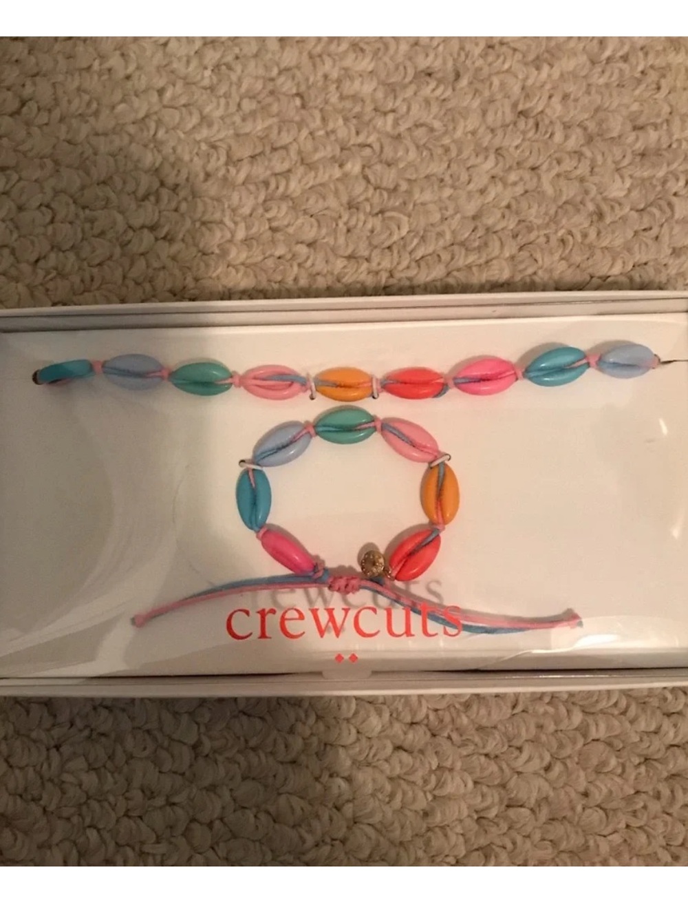 Crewcuts rainbow shell bracelet necklace set NWOT